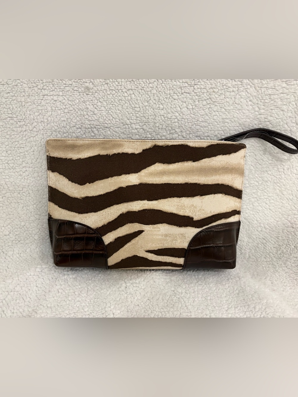Ralph Lauren Zebra-Print Canvas & Leather Large Pouch NWT - Picture 2 of 6